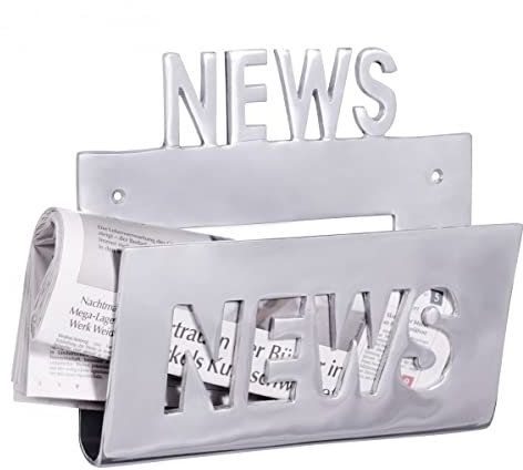 möbelando Deko Prospekthalter für die Wand Design Zeitungshalter News Zeitschriftenhalter aus Aluminium Farbe Silbe