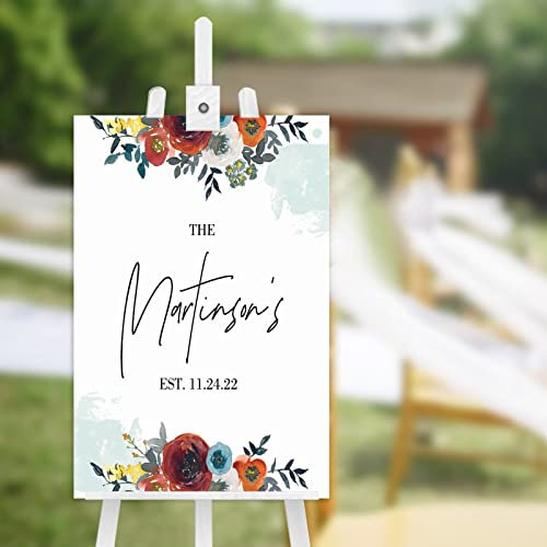 Panneau de bienvenue personnalisé en bois avec nom de famille, cadeau de mariage, panneau d'entrée personnalisé pour invités de mariage, bienvenue au mariage de 45,7 x 30,5 cm