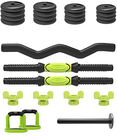 LTLCLZ Verstellbares Langhantel Gewichtheber Set Tragbarer Hantelanzug Für Den Haushalt Verstellbare Gewichtskombination Kettle Bell Fitness,40kg with Curved bar