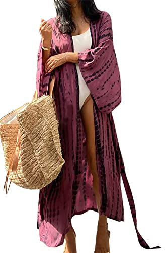LikeJump Femme Peignoir Kimono Robe Maxi Cache-Maillot de Plage Grande Taille Peignoir d'été