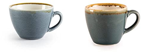 Olympia Kiln Cappuccino Cup - Ocean - Porcelain - 340 ml 12 Oz - 6 pc & Kiln Espresso Cup - Ocean - Porcelain - 85 ml 3 Oz - 6 pc