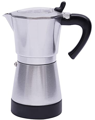 AOAPUMM Caffettiera Elettrica Caffettiera Caffettiera Campeggio Mocca 6 Tazze Caffè (300ml) Fa Vero Caffè Italiano (Argento)