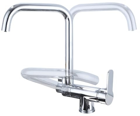 XJTNLB Mitigeur Cuisine Rabattable Sous Fenetre Robinet de Cuisine à 3 Voies Robinet Rotatif Robinet de Mélange 3 en 1 pour Filtre à Eau,Chromé
