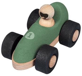 Korko E-Formel Kork-Spielzeugauto in Rot, Blau, Grün - Umweltfreundlich, leise, langlebig & sicher für Kinder (Grün)