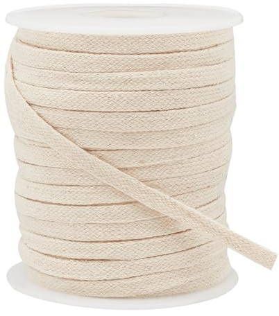 BENECREAT 25m Cordón de algodón Plano Papayawhit, reemplazo de cordón Suave de 6 mm, Doble Capa de cordón Hueco para Sudadera con Capucha, Pantalones de chándal y Sudadera.