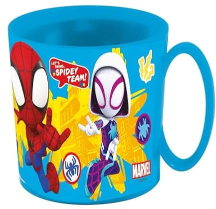 Golddunes Kids 2023 Character Licence Mug 350ML Drinking Re-Usable Plastic Cup Microwave Safe (Spidey)