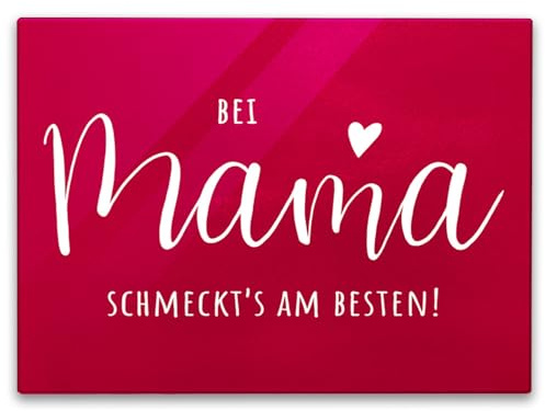 Mama kocht am besten Schneidebrett in 39x28cm Glas mit Spruch Bei Mama schmeckt‘s am besten Weltbeste Mutter - Küchenzauber Familie Herz Zuhause voll Glück
