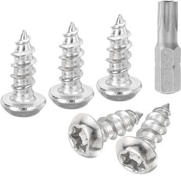 QUARKZMAN 10 Stück Holzschrauben Halbrundkopf Torx Blechschrauben M6 x 12mm Linsenkopfschrauben, 304 Edelstahl Rundkopfschrauben Torx Selbstschneidende Schrauben mit T30 Bit (Silber)