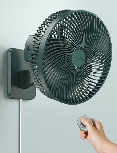 Ventilatore da parete da 25,4 cm con telecomando e timer, piccolo ventilatore oscillante da parete, potente 4 velocità, oscillazione di 90°, inclinazione regolabile di 120°, cavo da 1,8 m, ventilatore