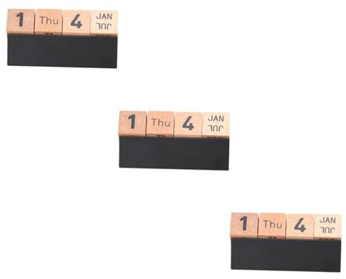 VILLCASE 3-teiliger Blockkalender Schreibtischdekoration Einzigartiger Schreibtischkalender Aus Holz 2 Zahlenwürfel 1 Wochenblock 1 Monatsblock Stilvoller Tischkalender Für Zuhause