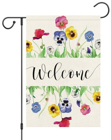 Bandera De Jardín, Flores De Pensamiento Bandera Pirata Clásica Flag Reforzada Bandera Para Jardin Balcon Fiestas 30X45Cm