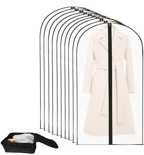 Zythrem 10PCS Custodie per Abbigliamento Guardaroba Cerniera Lungo Custodia Porta Abiti Copriabiti Antipolvere Trasparenti Custodie Copri Abiti per Smoking,Giacca (10PCS 60*100CM +1PCS Borsa Scarpe)