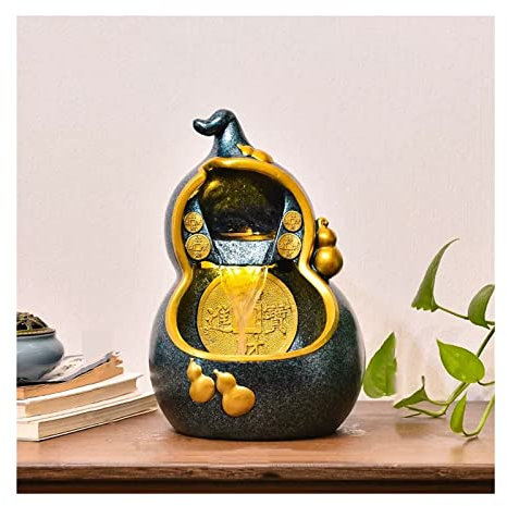 Fuente de mesa Fuente de mesa Fuente de escritorio con forma de calabaza de resina con agua que fluye natural, fuentes de agua for interiores for decoración de escritorio en casa, oficina, sala de est