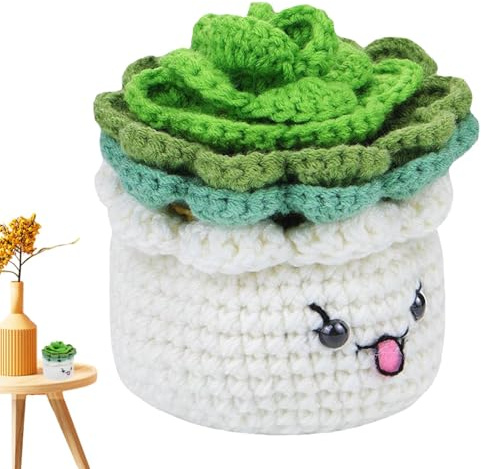 Set all'uncinetto per sottopentola, set all'uncinetto per sottovasi, per vasi di fiori, semplice pacchetto all'uncinetto per bambini, sottobicchieri, piante in vaso, per principianti e adulti, set a