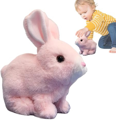 laxreheye Pet de Peluche Saltando de Conejito, Salto de Conejo para niñas - Figura de Conejo eléctrico Figura de Las Chicas Fewend Toy | Niños y Adultos Conejito Interactivo Saltando con Sonido para