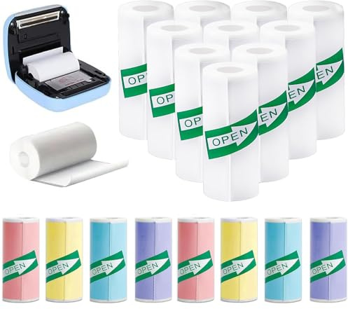 18pcs Mini Printer Sticker Paper Roll, 57x25mm Thermal Printer Paper Mini Photo Printers Papers Roll Thermal Adhesive Sticker for Instant Photo Camera