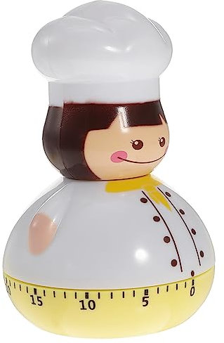 CLISPEED Mini Chef Mechanical Egg Timer Yellow Kitchen Cooking Countdown Timer for Household Baking for Boiled Eggs