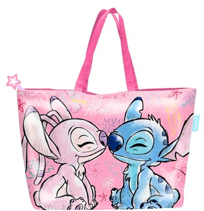 Disney Stitch e Angel Borsa da Spiaggia da Viaggio per la Spesa, Borsa a Tracolla, Regalo per Donne e Ragazze Adolescenti