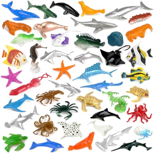 YUYWWAN 46 Pezzi Figure di Animali Marini, Animaletti Marini Giocattolo, Mini Realistici Giocattoli Vita Animalis per Bambini, Animali Marina Gioco Educativi Decorare per Desktop Torta Cupcake
