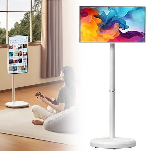 ExoticaBlend Smart TV Portatile, Monitor Portatile 1080p da 21,5 Pollici con Touchscreen Girevole, Sist-ema Operativo Android (Supporta Google Store), Rotazione Girevole White-4+64G