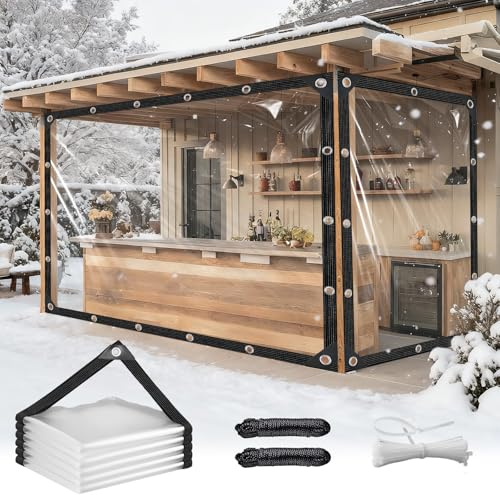 Telo trasparente occhiellato telone impermeabile per esterno 2 x 1 m telo pvc trasparente 1x2m per antipioggia balcone legno pianta Giardino