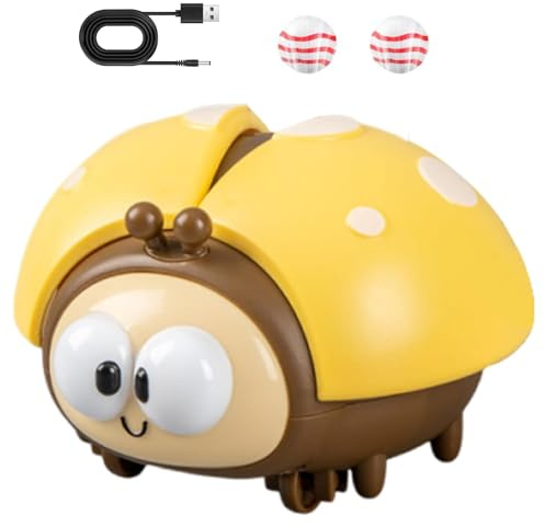 Ladybug Suspended Ball Toy, Ladybug Floating Ball Game,Cute Animal Balls Blowing Machine Toys | Ladybugs Air Balls Toy | Sensory Toys for 3 4 5 Year Old Boys Girls Present (Yellow)