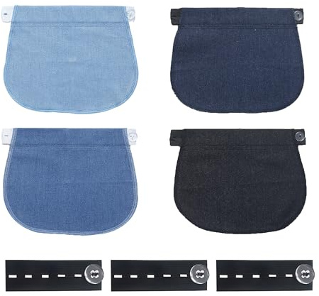 4 Pièces Extenseur Pantalon Ajustables pour Femmes Enceintes, Extenseurs de Taille Extensions de Bouton Pantalon Elastique de Maternité Elargisseur Grossesse pour Femme Enceinte, Multicolore