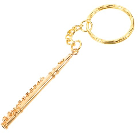 VALICLUD Mini Flûte Métal Porte-clés Musical Instrument Vintage pour Amoureux Musique Charm Flûte Doré Léger et Compact Décoration Sac à Dos et Porte-clés Élégant