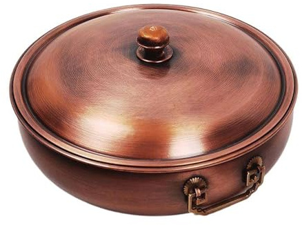 XYUERU Olla de Cobre Rojo, Olla Caliente de Cobre, Olla Caliente de Cobre for Cocina de inducción doméstica, Olla for Sopa y Pasta, Olla for guisar con Tapa de Doble Oreja, Cocina