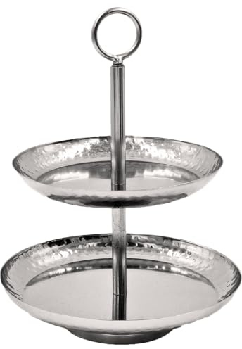 matrasa Zweistufige Metall-Etagere – Deko- & Servierplatte im Vintage-Stil - 16x20cm (Silber)