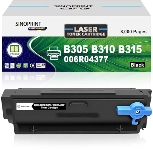 SINOPRINT Cartuccia toner rigenerata con chip per Xerox B310 B315 B305 B310DNI B315DNI B315DNI B305DNI serie Laser 006R04376 006R04378, 8.000 pagine