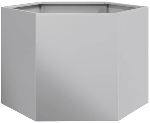 Vaso esagonale in acciaio zincato, 69 x 60 x 45 cm, per giardino, balcone e terrazza, resistente alle intemperie e durevole