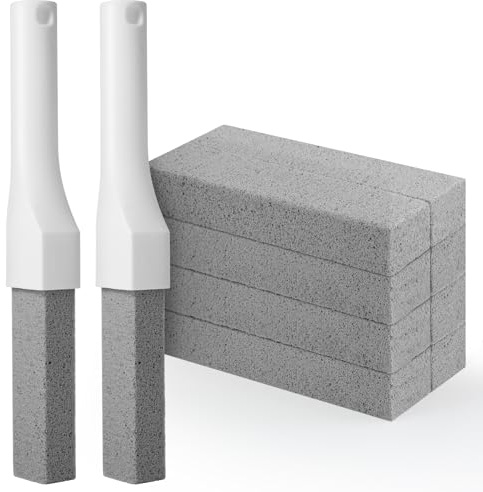 8 Pack Pumice Stone Toilet Bowl Cleaner with Long Handle - Replaceable Toilet Pumice Stone, Equipped with 2 Handles and 8 Floating Stones for Cleaning Toilets, Bathtubs, Grills, Swimming Pools, Sinks