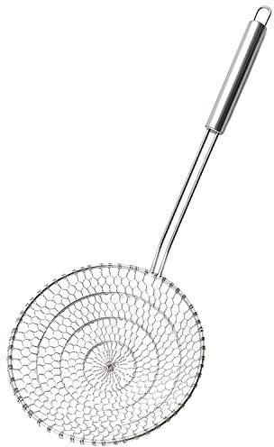 Best Utensils Asian Kitchen Stainless Steel Spider Strainer Professional Wire Skimmer with Spiral Mesh (Dia. 18CM)