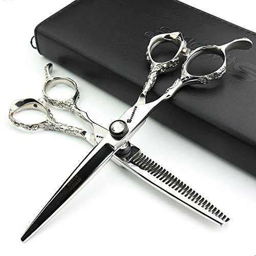 6-Zoll-Linkshänder Friseurschere Friseur Friseur Friseur Scheren Set (Zweiteiliges Set) | 440C Stahl Barber Schere ，scharfe Friseurschere,Friseur/Familienschere für Haarschnitt