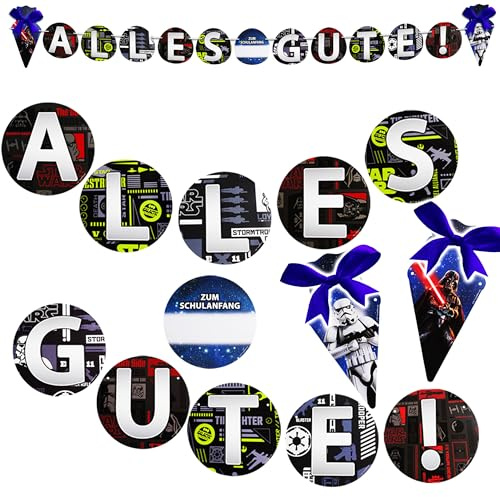 2,8 m - XL Girlande/Wimpel - Alles Gute zum Schulanfang/Star Wars - Schuleinführung/Schule - Kinder/Partykette - Wimpelkette - Party - Schulbeginn FES..