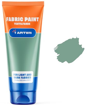 7 Artists Textilfarbe Vintage Grün 60 ml – Stoffmalfarben Waschfest für Kleidung, Sneaker & Leder | Permanent Textilfarbe Waschmaschinenfest | Stofffarbe ohne Bügeln für T-Shirt, Jeans & Taschen