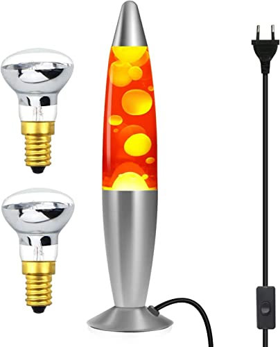 MODEZVOUS - Lavalampe, Magma-Lavalampe, Leuchtmittel R39 mit 25 W im Lieferumfang enthalten, Kabel mit Schalter – Rot, Blau, Grün (rot)