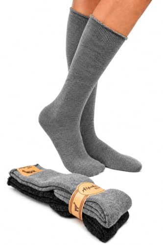 DAC Calze Termiche in Alpaca senza polsino (Taglio Laser) – 2 Paia Made in Italy – Imbottite in Spugna – Unisex (LUNGO 43/46)