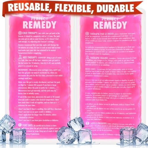 Perfect Remedy - Kühlpads für Verletzungen, Wiederverwendbarer Kühlpack & Wärme-Kompressen, Kühlpad für Schmerzlinderung, Kühlpacks Gel für Knie, Rücken, Hals, Knöchel [2 Stück, Regulär, Pink]