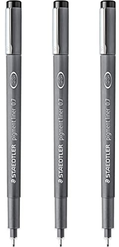 STAEDTLER 308 07-9 Pigmentliner-Fineliner, 0,7 mm Spitze, schwarze Tinte, 3 Stück