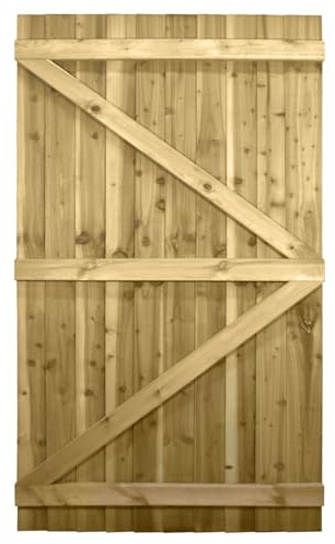 Bespoke Flat Top Wooden Garden Gate, 6ft x 3.5ft Feather Edge Semi-Braced | Up to 180cm High x 105cm Wide, Made to Measure, Heavy Duty, Pressure Treated, Pedestrian Rear Gate Entry, Side Gate Entrance