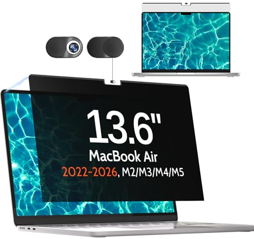 Mamol Magnetic Privacy Screen Protector for MacBook Air 13.6/13 Inch (2022-2026, M2,M3,M4,M5), Anti Spy Glare Blue Light Removable Filter for Mac Laptop Computer