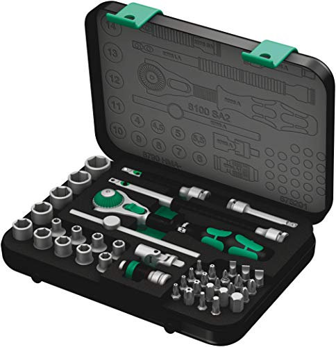 Wera 1/4 Zoll Steckschlüssel- und Bitsatz Vierkant verchromt 42-teilig 4 → 7mm