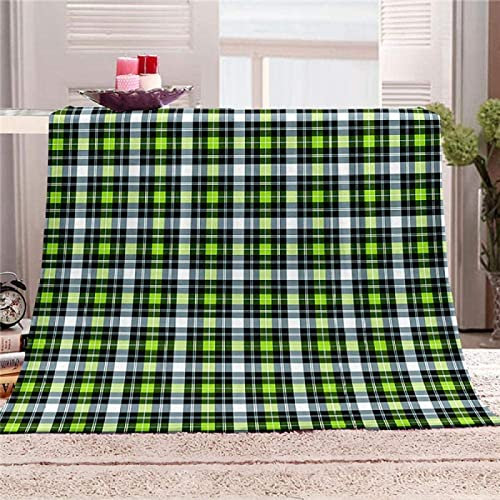 3D Kuscheldecke 150x200 Gitter Warme Decke Geometrie Flanell Fleecedecke Vintage Grün Flauschig Weich Wohndecke für Sofadecke Couchdecke Sofaüberwurf Bettüberwurf