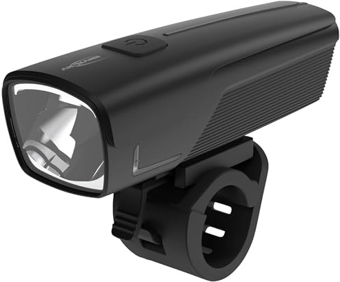 ANSMANN Wiederaufladbare LED Fahrradscheinwerferlampe (1 Stück) - Leistungsstarke Fahrradlampe mit 2 Lichtstufen - Robustes Design Fahrradlicht mit Einer Reichweite von 200 m