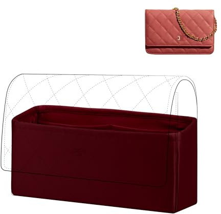 DGAZ Satin Taschen Organizer für Chanel WOC Wallet on Chain, Rouge H | Luxuriöse Satin-Innentasche, Perfekte Passform, Sanfter Schutz, Leicht