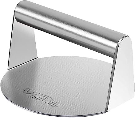 UHARBOUR Smash Burger Press, 14.4cm/5.6inch Stainless Steel Burger Smasher for BBQ, Grill, Steak, Bacon, Toast…