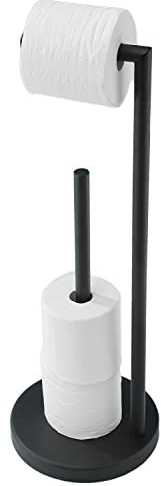 Toilettenpapierhalter Stehend, NEWRAIN Edelstahl Klorollenhalter Ohne Bohren, Klorollenhalter und Spender für Papierrollen, Schwarz Toilettenrollenhalte, Toilettenpapier Aufbewahrung