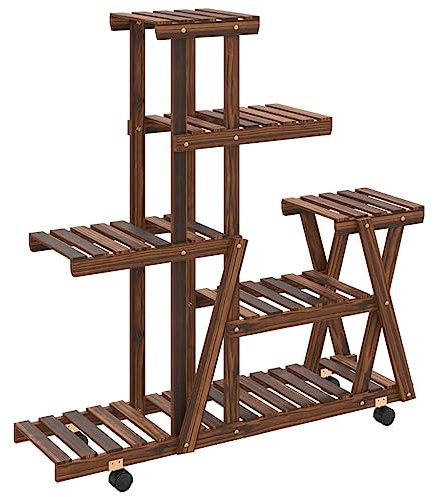 vidaXL Portafiori con Ruote 95x25x101 cm in Legno Massello di Abete